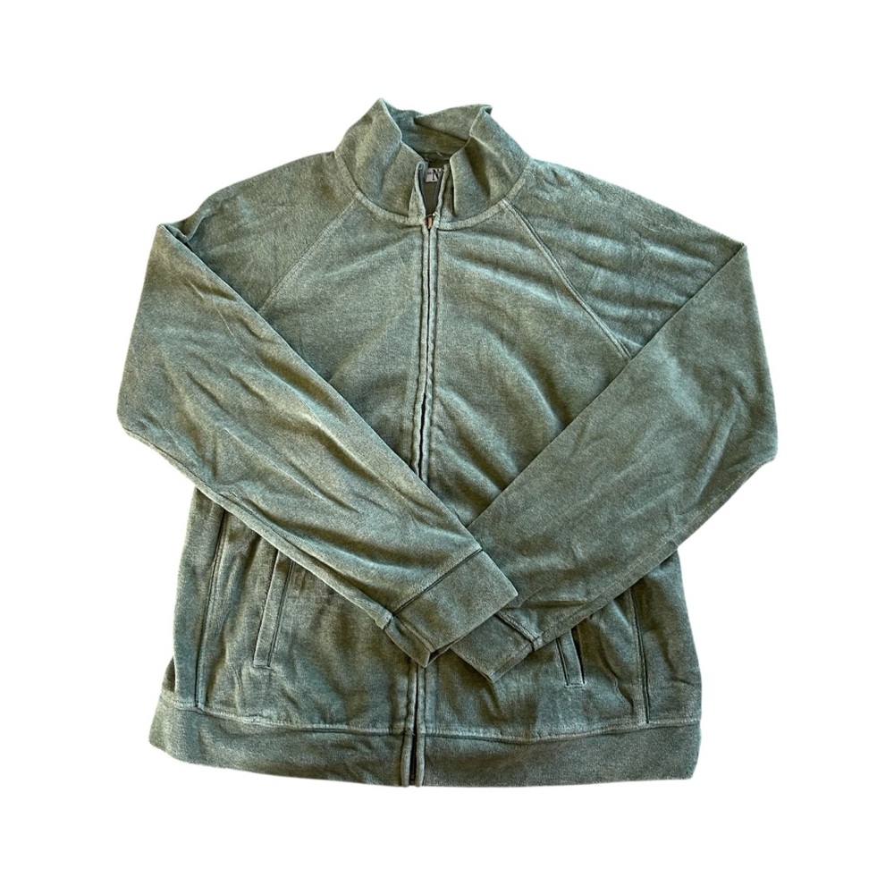 [New York Laundry] Sage Green Velvet Full Zip Sweatshirt